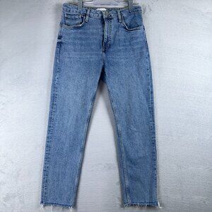 Zara Ankle Skinny Jeans Raw Hem Light Wash High Rise Womens Blue Size 10